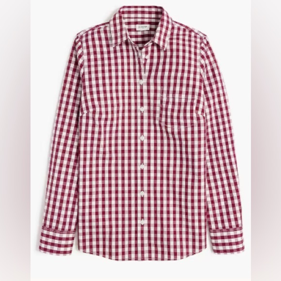 J. Crew Maroon & Ivory Gingham Shirt/cotton-blend/signature fit/size M - Picture 4 of 7